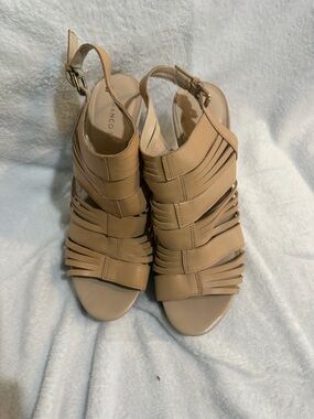Franco Sarto Tan Strappy Slingback Heels